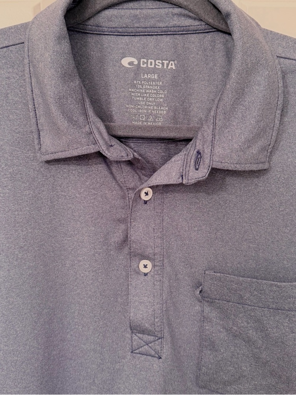 Costa Men's Short Sleeve Pocket Polo Blue Size L - Picture 2 of 5